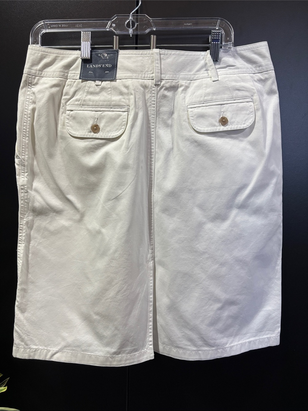 Lands End Chino Pencil,zipper,hip pockets,button back pockets, belt loop,slit - Picture 4 of 9